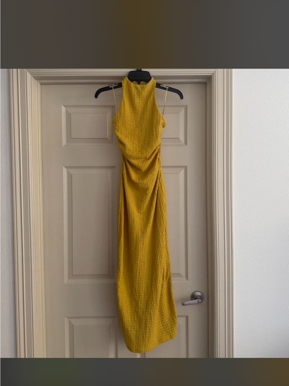 Pull & Bear Yellow High-Neck Sleeveless Maxi Dress
